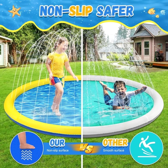 107 Inch  Large Non-Slip Splash Pad Sprinkler for Kids and Dogs, Summer Outdoor Water Toy