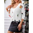thumbnail image 2 of JYYYBF Women's Christmas Knit Cardigan 3D Reindeer Snowman Long Sleeve V-Neck Button Down Loose Sweater, 2 of 5