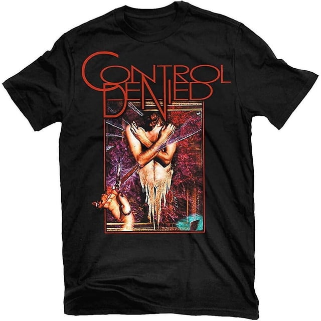 T-Shirt Coupe Contrôle Refusé pour Hommes Noir Graphique Unisexe