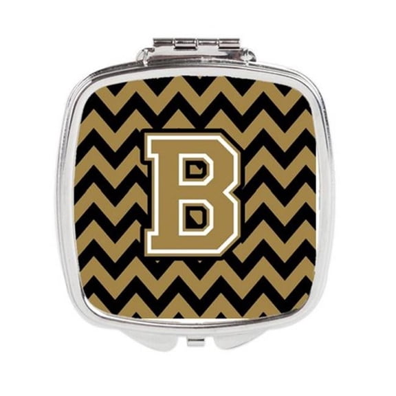Letter B Chevron Black & Gold Compact Mirror - Black & Gold - 3in. H x 0.3in. W x 2.75in. L