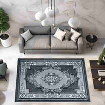 Glamour Thick Plush Oriental Area Rug Traditional Carpet Floral Medallion Design-206 (2'6"x3'9",Charcoal)