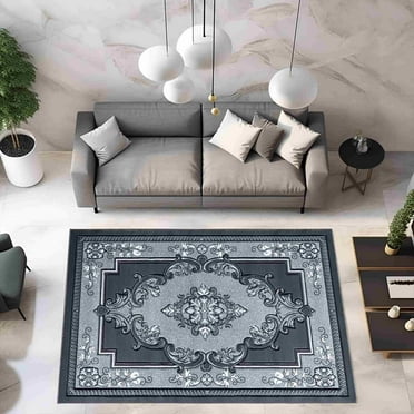 Glamour Thick Plush Oriental Area Rug Traditional Carpet Floral Medallion Design-206 (2'6"x3'9",Charcoal)