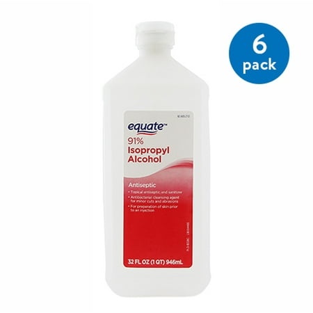 (6 pack) (6 Pack) Equate 91% Isopropyl Alcohol, 32 Oz