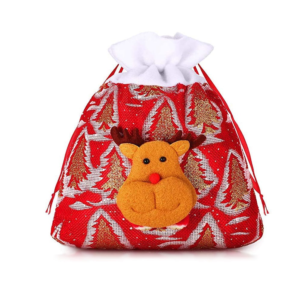 Christmas Candy Gift Bag Santa Elk Snowman Drawstring Handbag Xmas