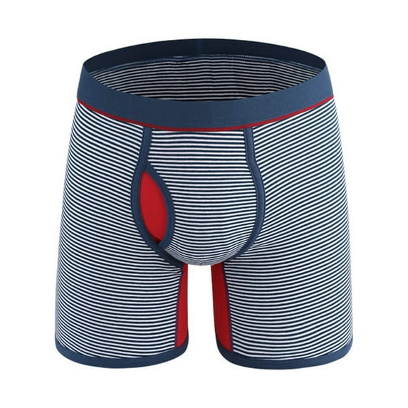 Lilgiuy Men's Striped Underwear Low Waisted Charming And Funny Mesh Boxer Underwear Briefs Pants Short Leg Health Underpants