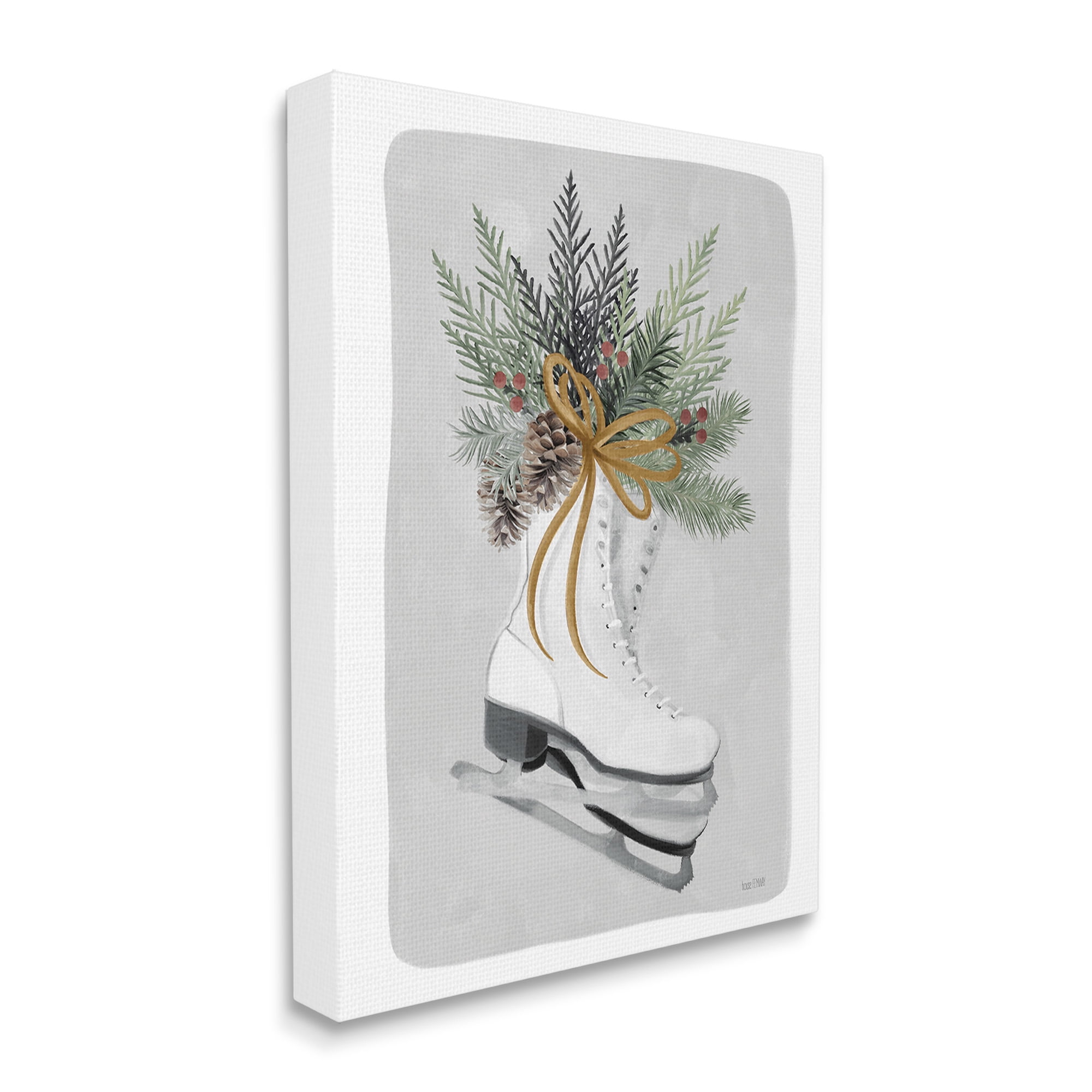 Stupell Industries Winter Skates & Pinecone Botanical & Floral Painting Gallery Wrapped Canvas Art Print Wall Art, 16 x 20