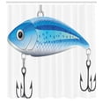 thumbnail image 3 of Ambesonne Fishing Theme Shower Curtain, Artificial Fish Bait, 69"Wx70"L, Sky Blue White, 3 of 3