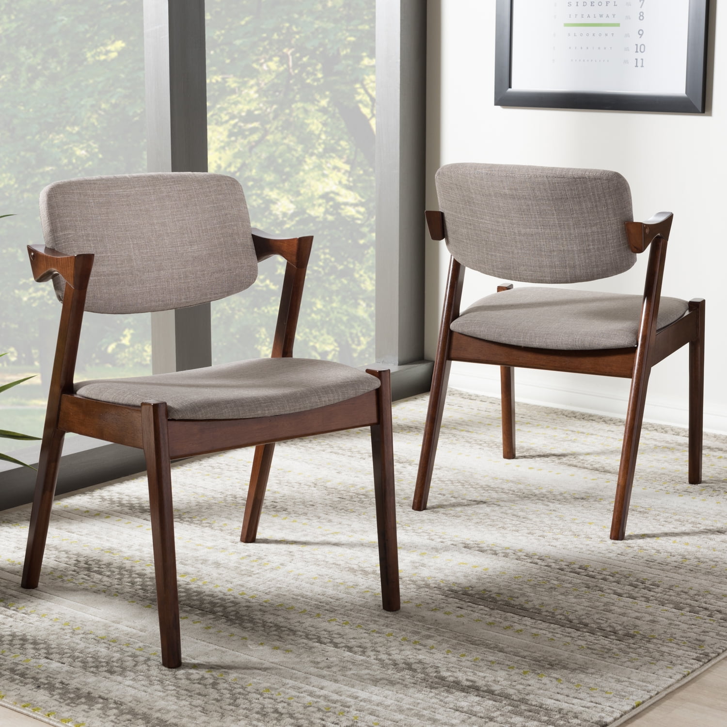 Baxton Studio Elegant Mid-Century Upholstered Dining Armchair - Walmart