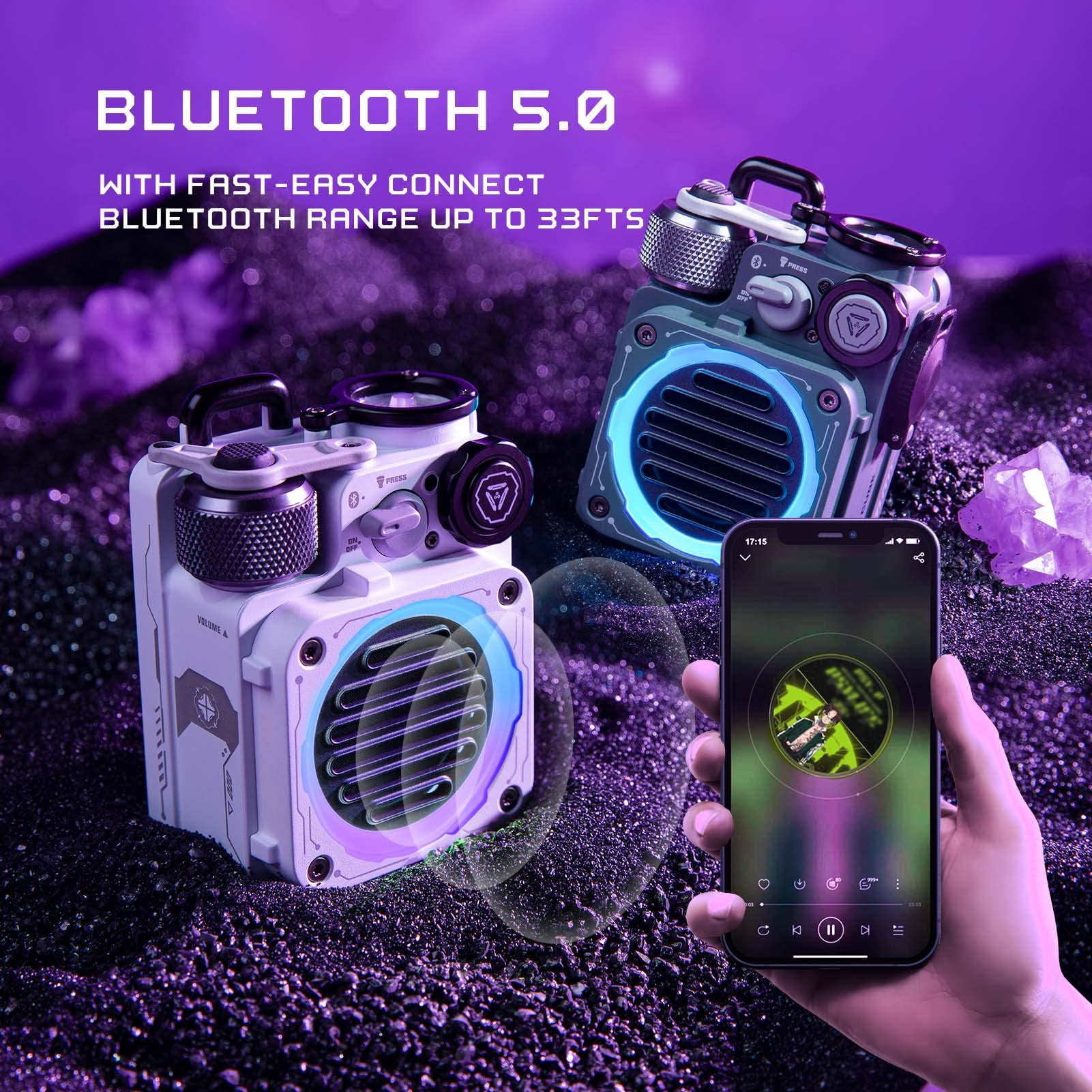 MUZEN Cyber Cube Standard RGB Portable Bluetooth Speaker-Grey 