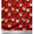 thumbnail image 1 of Soimoi Red Cotton Poplin Fabric Bow & Cat Face Kids Fabric Prints By Yard 42 Inch Wide, 1 of 1