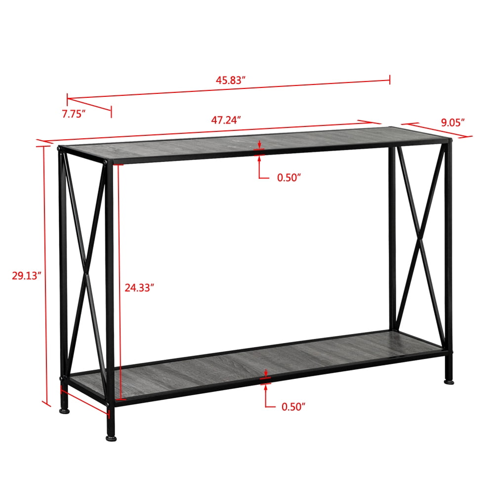 Ktaxon Modern Console Table, Simplistic Entryway Table, Long Narrow Sofa Side Table TV Stand with Sturdy Metal Frame, Gray