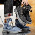 thumbnail image 3 of Men'S High-Top Casual Sports Street Boots - Solid Color, Round Toe, Lace-Up, Canvas Upper, Rubber Sole, Fabric Insole, All-Season Outdoor Shoes for Men,Vintage Style Boots | Outdoor Footwear, 3 of 9