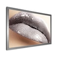 thumbnail image 2 of Close Up of Female Lips With Glittering Silver 20 in x 12 in Framed Photography Canvas Art Print, by Designart, 2 of 4