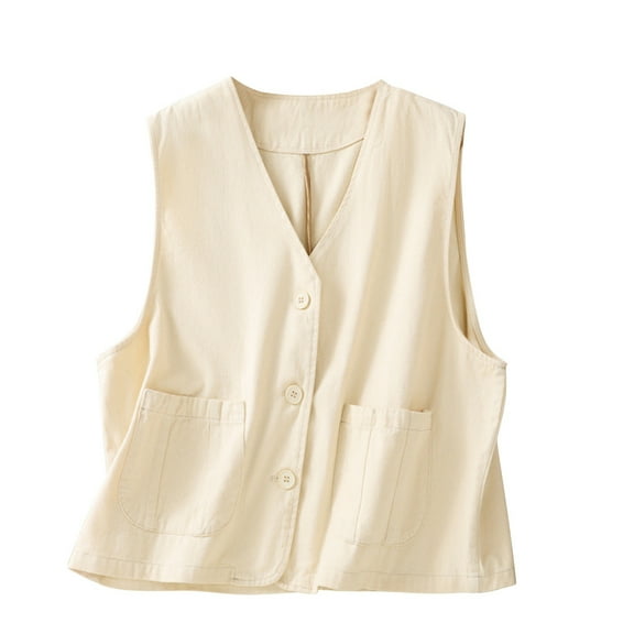 Trendy Tops For Women 2025 Sevevn Womens Linen Vest Tops Casual Button Down Sleeveless Blazer Spring Jackets Summer Tops For Women