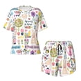 thumbnail image 5 of Wukai Spring Flowers Birds Print Women's Pajama Set - Short-Sleeve Top and Shorts with Elastic Waistband and Pockets for Loungewear, Yoga, and Casual Wear-3X-Large, 5 of 8