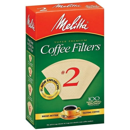 Melitta Super Premium #2 Cone Paper Coffee Filter Natural Brown, 100 Count, 2 Pack