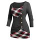 thumbnail image 1 of Camiseta Talla Extra a Cuadros Fruncido Rosegal  Mangas largas de talla grande, 1 of 5