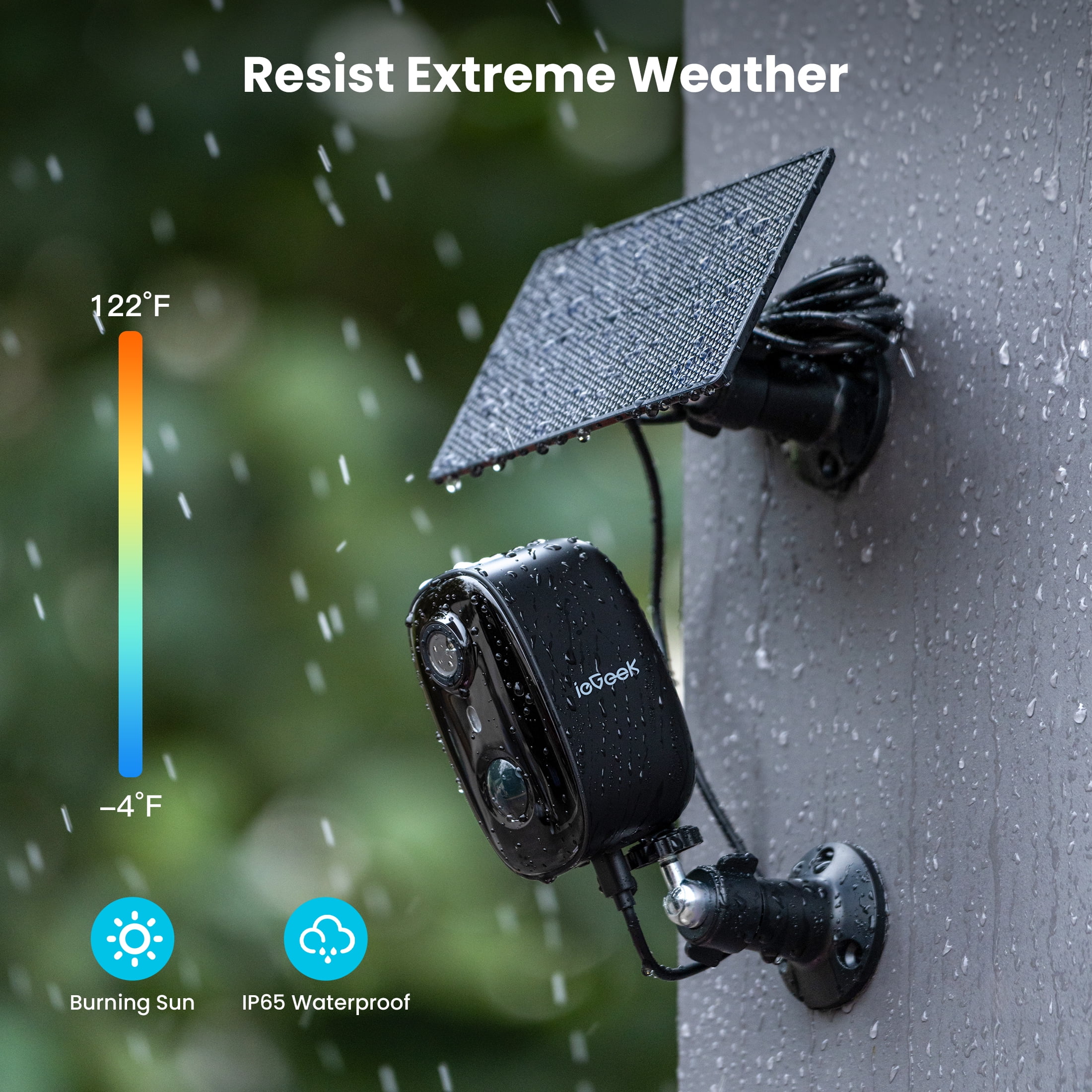 ieGeek Outdoor Solar Security Camera with Spotlight Siren, Wireless, WiFi, 2k/3mp Color Night Vision Outdoor Camera with AI Motion Detection, Work with Alexa (Supports Only 2.4Ghz Wi-Fi)
