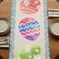 thumbnail image 5 of Table Runners 70 Inches Long Dress Scarves, Easter Farmhouse Coffee/Dining/Kitchen Table Decor, Holiday Table Runner, Colorful Eggs Rabbit Flowers Leaves Blue Plaid 13x70 Inch, 5 of 9