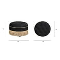 thumbnail image 3 of Jennifer Taylor Home Yolanda 24" Round Upholstered Accent Ottoman, Jet Black Woven, 3 of 6