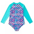 thumbnail image 2 of Xmarks Baby Kids Girls Long Sleeve Rashguard Swimsuit Zip Up One Piece Swimwear 1-12 Years Girls UPF 50+ Sun Protection Bodysuit Swimsuit Quick-Dry Swimwear, 2 of 6
