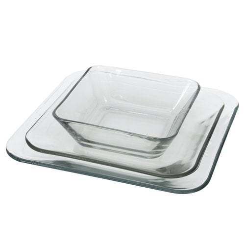 Anchor Hocking 12 Piece Square Clear Glass Dinnerware Set