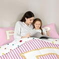 thumbnail image 4 of Feelyou Chic Monogrammed P Twin Bedding Sets 7-Piece, Glitter Sequin Print Bedding Comforter Set, Teens Kids Girls Women Reversible Sheet Sets, Lightweight Room Decor, 4 of 8