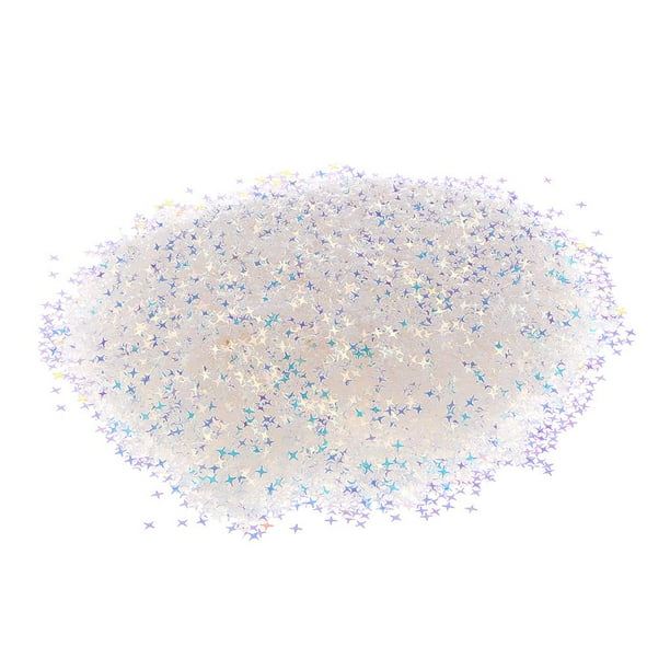 100 g / bolsa de lentejuelas de estrella de cuatro puntas de plástico para decoraciones de , boda, artes y manualidades Blanco