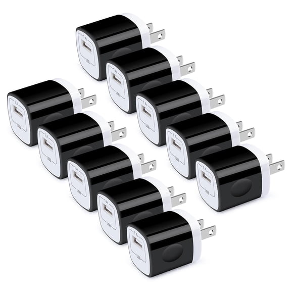 HOOTEK - Cargador de pared, 10 unidades, cargador USB de un solo puerto de 1A/5 V, enchufe de pared,