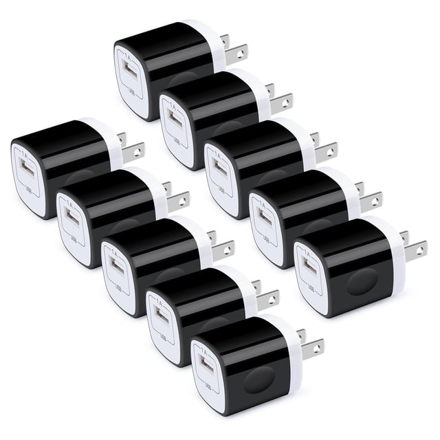 HOOTEK - Cargador de pared, 10 unidades, cargador USB de un solo puerto de 1A/5 V, enchufe de pared,