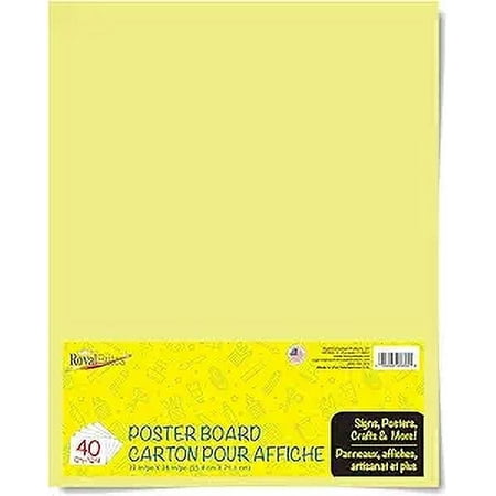 Royal Brites Yellow Poster Board 22 x 28 Inches - 40 Sheets Multipack - Ideal for School Projects, Presentations, Signage - Posterboard, Durable and Bright - Bulk Pack for Arts and Crafts