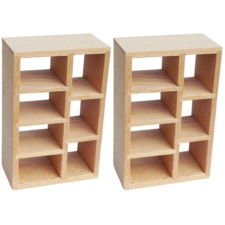 2pcs Miniature Wood Bookshelf Miniature Bookshelf Dollhouse Furniture Model Doll House Ornament