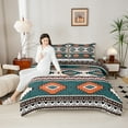thumbnail image 4 of jejeloiu Abstract Geometric Rhombus Queen Comforter Set,Boho Exotic Style Bedding Sets,Rustic Aztec Triangle Bedding Comforter Set For Adults,Super Cozy Room Decor Reversible,3-Piece, 4 of 8