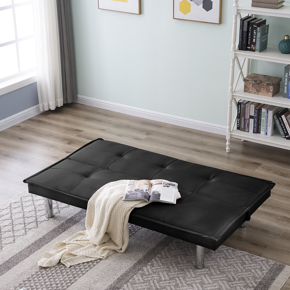 Lowestbest PU Leather Sofa Bed Couch, Convertible Folding Futon Sofa Bed, Black Lowestbest PU Leather Sofa Bed Couch, Convertible Folding Futon Sofa Bed, Black