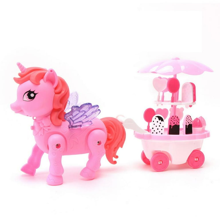 WonderPlay Walking Pony Ice Cream Car With Lights Music Pink