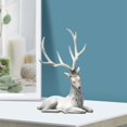 thumbnail image 3 of Creative Reindeer Ornaments, Light Luxury Collectible Modern Resin Deer Decoration, for Shelf Living Room Gifts Furnishings Deer Figurines Sitting Gray, 3 of 9