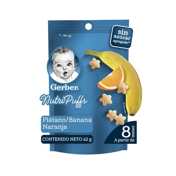 Alimento Para Lactantes Gerber Nutripuff Etapa 3 Sabor Plátano Naranja Bolsa con 42 g