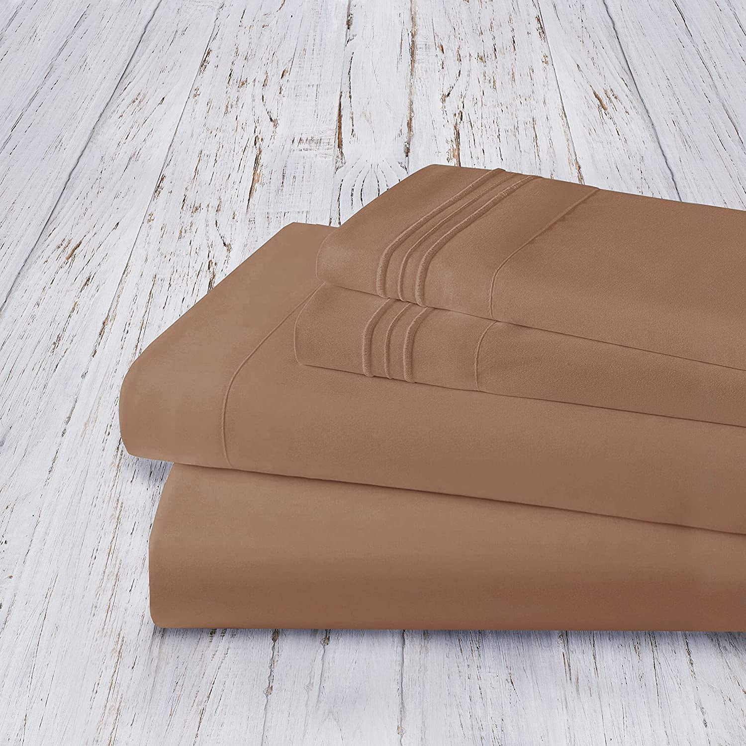 Bed Sheet Set - Brushed Microfiber Bedding - Bedding Sheets & Pillowcases - Deep Pockets - Easy Fit - Breathable & Cooling Sheets, Queen, Taupe