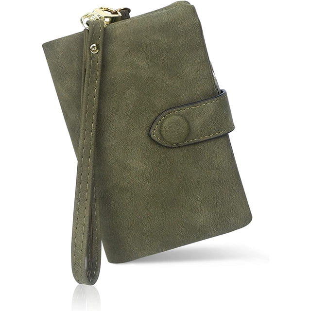 Cartera corta de piel con protección RFID para mujer: cartera suave, cómoda y bonita con muchas ranuras para tarjetas (rosa)