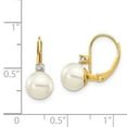 thumbnail image 2 of Boucles d'Oreilles Pendantes en Or Jaune 14k 7 8mm avec Perles d'Eau Douce Rondes et Diamants, 2 of 6