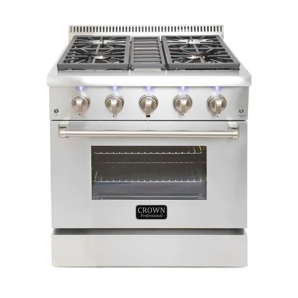 CROWN 30" Professional Stainloess Steel Dual Fuel 4.2 cu. ft Electric Oven Gas Range ARD3001