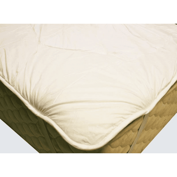 OrganicTextiles PREMIUM WOOL MATTRESS PAD NATURAL 100 Premium Australian Wool filling Queen 60