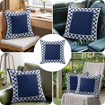 thumbnail image 4 of Throw Pillow Covers 20x20 Inch, Navy Blue Geometric Decorative Pillow Cases for Couch Sofa Bed, Modern Abstract Art Plaid Gingham Cotton Linen Square Home Decor Pillowcases with Hidden Zipper, 4 of 9