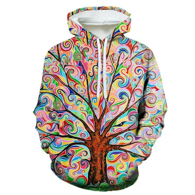 Spring Autumn Creative Psychedelic Tree Pattern Hoodies For Men 3D Printing Casual Pullovers Sweatshirt Streetwear Tops Hoodie-PZM12795 M