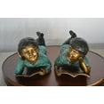 thumbnail image 2 of Nifao Set of a Boy and a Girl Reading a Book Bronze Statue – Home Office Decor Sculpture, 16"L x 7"W x 8"H, 2 of 11