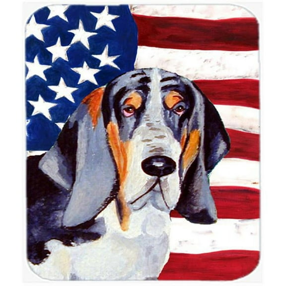 Usa American Flag With Basset Hound Mouse Pad, Hot Pad Or Trivet
