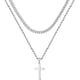 thumbnail image 2 of Collar de cruz para hombres, oro, negro, plata, collares de cruz para hombre, collar con colgante de cruz de acero inoxidable, joyería simple, regalos, collar de cadena cruzada para hombres y niños, 2 of 5