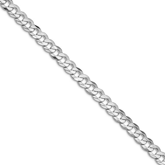 925 Sterling Silver Rhodium Plated 5.65mm Concave Beveled Curb Chain Necklace 18 Inch Chain Necklace for Women and Men