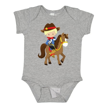 

Inktastic Cowboy Sheriff Horse Western Blond Hair Boys Baby Bodysuit