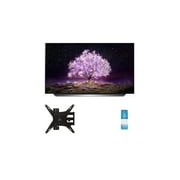 LG OLED55C1PUB 55" 4K Ultra High Definition OLED Smart C1 Series TV with a Walts TV Medium Full Motion Mount for 32"-65" Compatible TV's and a Walts HDTV Screen Cleaner Kit (2021)